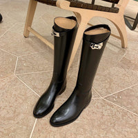 Round Head Metal Buckle Below The Knee Versatile Casual Tube Knight Boots Lot