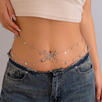 Hot Girl Style Small Butterfly Tassel Double-layer Waist Chain For Women