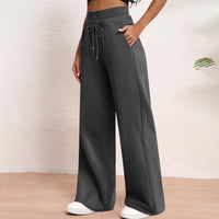 Wide-leg Ribbed High-waist Athletic Pants Loose-fitting And Slimming