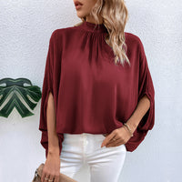 European And American-style Irregular Lace-up Half-turtleneck Shirt