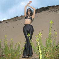 High Waist Hollow-out Bell-bottom Pants