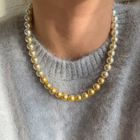 S925 Sterling Silver Clasp Necklace With Australian White Tea inspired Golden Gradient Pearls