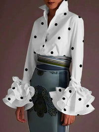 Women's Solid Color Slim Casual Ruffle Sleeve Shirt Top