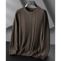 Crew-neck Knitted Loose-fit Twisted-pattern Men's Sweater
