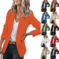 Women's Long Sleeved Solid Color Suit Collar Single Breasted Suit