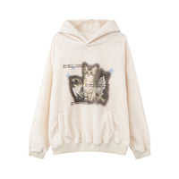 Men's Street Fashion Hip Hop Autumn And Winter Thickened Lamb Wool Hooded Pullover