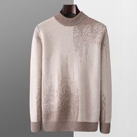 Round Neck Men's Pure Wool Color Contrast Bottoming Shirt