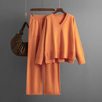 Autumn And Winter New Loose Casual Sweater Pullover Two-piece Set