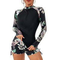 New Plus Size Printed Sunscreen Long Sleeve Surfing Suit