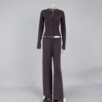Fashionable Slim-Fit Long-Sleeve Low-Waist Pants Sweater Set