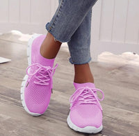 Women's Breathable Sneaker High-cut Lace-up Platform Casual Shoes