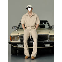 Lapel Short-sleeved T-shirt Men's Casual Top And Trousers Suit