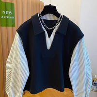 Fake Two-piece Shirt Vest Top For Women