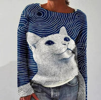 In Stock 3D-printed Womens Crew-neck Soft-touch Sweater