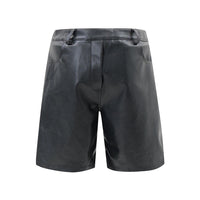 Men's Loose Cool Straight Pocket Inside-out Wear Design PU Leather Shorts