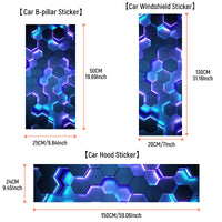 Automotive Exterior Hexagonal Stripe Engine Hood Vehicle Glass Windshield B-pillar Waterproof PVC Decorative Sticker Car Sticker