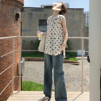 French Style Polka Dot Blouse Women Loose Mid-length
