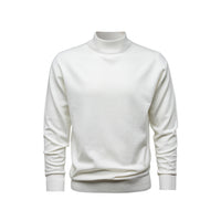Men's Solid-Color Mock-Neck Knitted Sweater