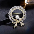 Rhinestone Bow Pearl Brooch Corsage Clothing Suit Matching