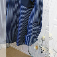 Retro Striped Fake Two-Piece Plus-Size Shirt For Women