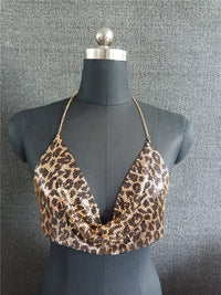 Metal Chain Sequin Strap Bandeau Top