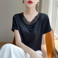 V-neck Loose-fit Short-length Short-sleeve T-shirt
