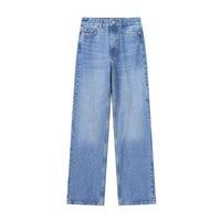 European And American Style High Waist Straight Long Jeans