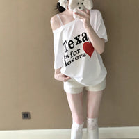 Sexy Loose Off-Shoulder Short-Sleeve T-Shirt With A Slant Neckline