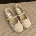 Low-cut French Vintage Suede Mary Jane Shoes Flat Shoes