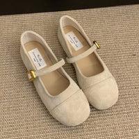 Low-cut French Vintage Suede Mary Jane Shoes Flat Shoes