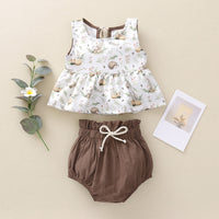 Summer Girls' Round Neck Printed Sleeveless Vest Triangle