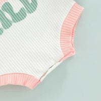 Children's Threaded Cotton Letter Raglan Triangle Romper
