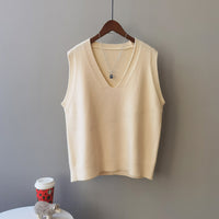 Preppy Style V-neck Loose And Idle Sleeveless Waistcoat BX045