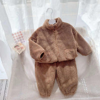 Fleece Lined Padded Warm Keeping Home Wear Two-piece Set