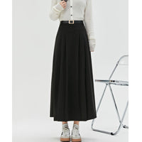 Autumn And Winter New Mid-length High-waisted Slimming A-line Maxi Skirt With Drape
