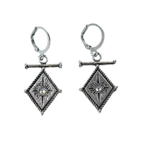 Retro Diamond-Shaped Moonstone Star Earrings