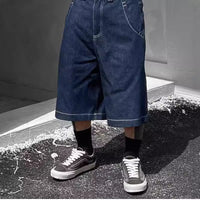 Mens Loose-Fit Summer Denim Shorts In The American West Coast Style