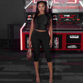 High-waisted Body-hugging Cropped Pants Set With A Top