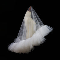 Heavy Industry Ruffled Bridal Veil White Double Layer Studio Travel Photo Exterior Puffy Soft Veil