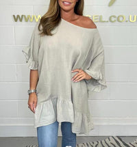 Fashion Off-neck Loose Lotus Leaf Shirt For Women