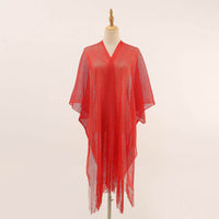 Flat Towel Shawl Gold And Silver Silk Slit Fashionable Beachwear Vacation Sun Protection Shirt