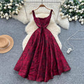 Jacquard Slip Dress Womens Sophisticated High-waist Figure-flattering Style