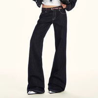 Deep Blue Low-rise Wide-leg Slightly Flared Jeans That Dont Cling To The Legs