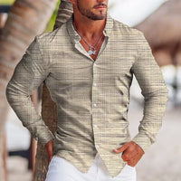 Long Sleeve Shirt Simple Printed Men's Casual Printed Shirt