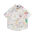 Full Printed Graffiti Loose Short Sleeve Shirt Men