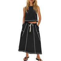 Sleeveless Vest And Skirt Set For Women