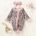 One-piece Leopard Print Single-row Long-sleeve Romper
