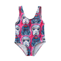 Girls Bikini Cartoon Skull Pattern Swimsuit