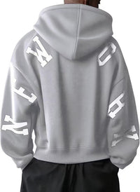 Fashion Printed Thickening All-match Long Sleeve Loose Hooded Sweater For Women