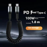 Spring Retractable Storage Mobile Phone Charging Cable
